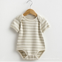 Summer Organic Cotton Baby Short Sleeve à rayures Romper